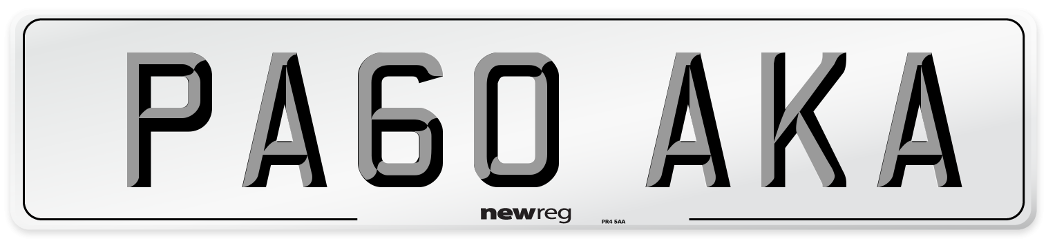 PA60 AKA Number Plate from New Reg